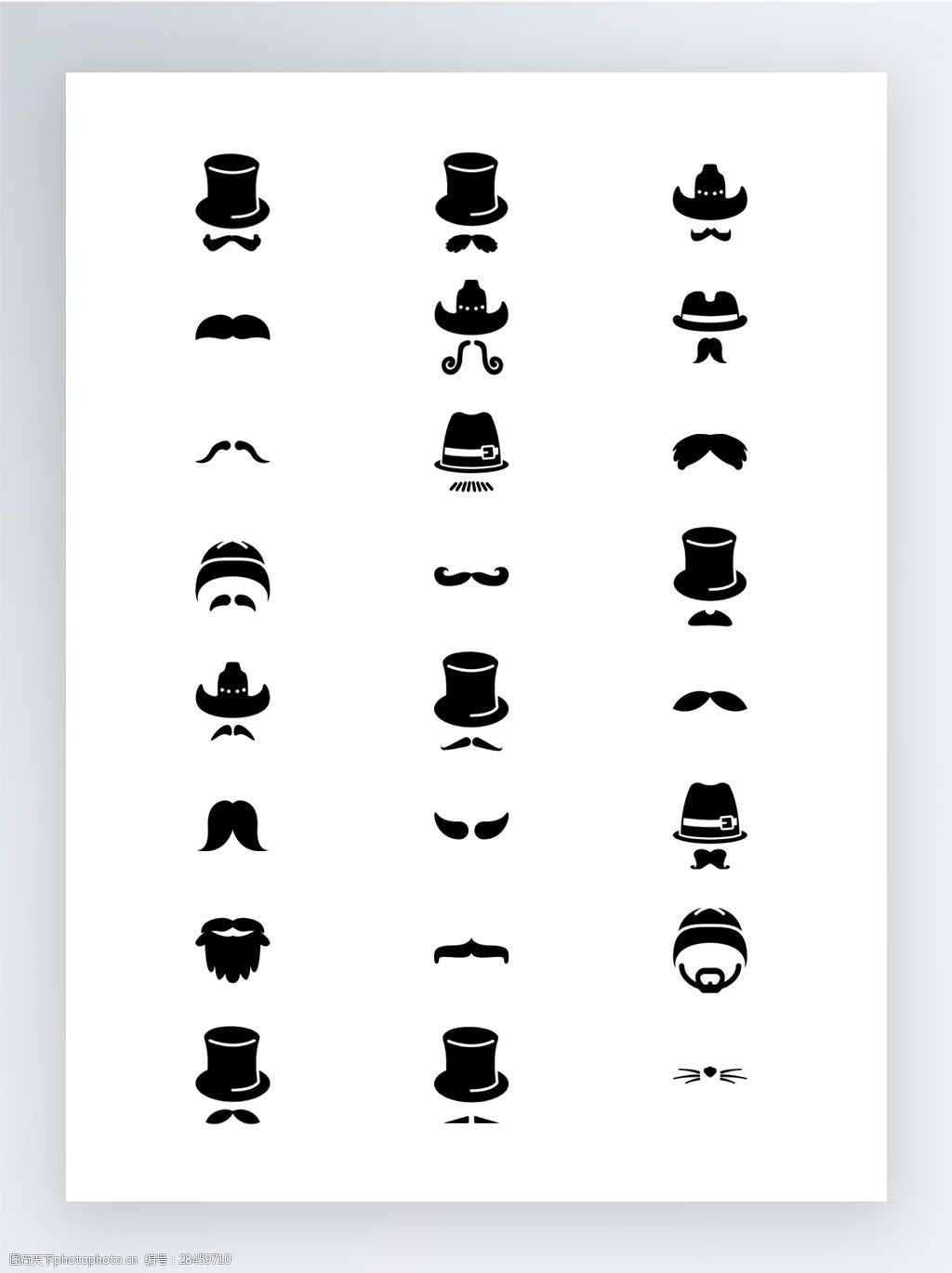 关键词:黑白胡子图标集 moustaches icon pack 黑白 绅士 帽子 胡子