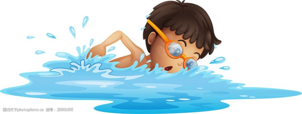 卡通游泳的小孩免抠png透明图层素材