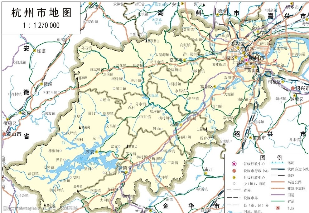浙江省杭州市标准地图32k