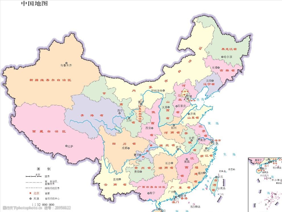 中国地图1:3200万