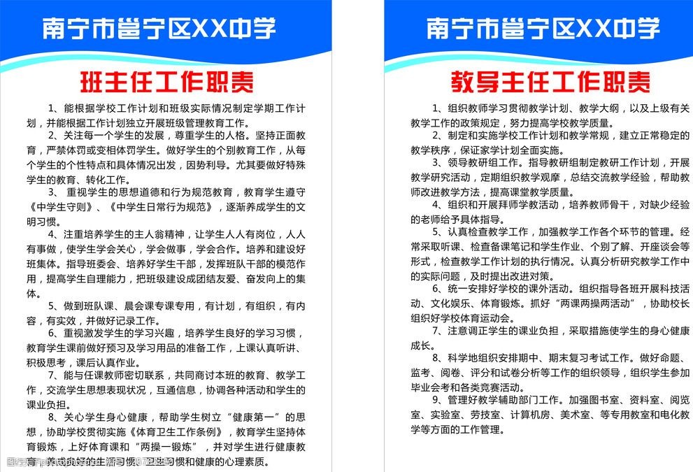 学校职责牌企业职责牌