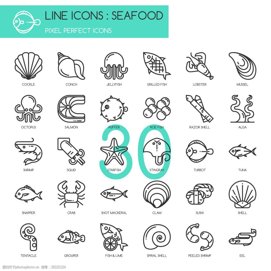 关键词:线条手绘海洋用品图标 插画 图标 元素 线条 手绘 海洋 用品
