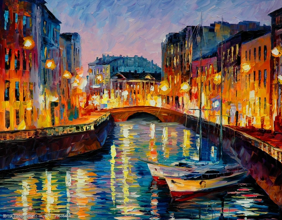 彩色油画威尼斯