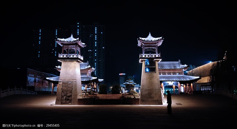 洛邑古城夜景摄影图