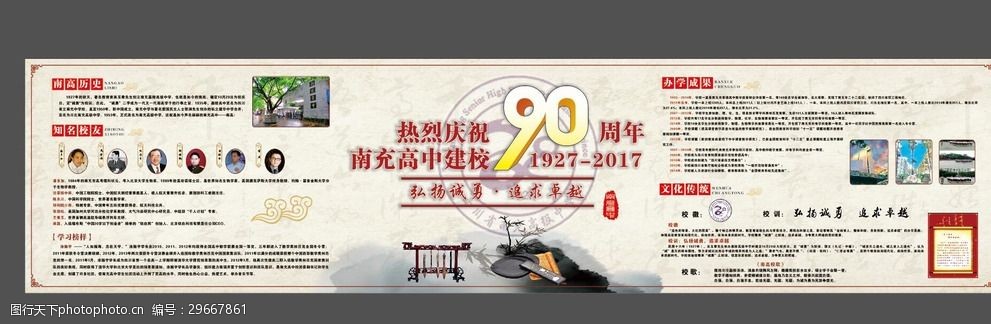南充高中校庆90周年展板