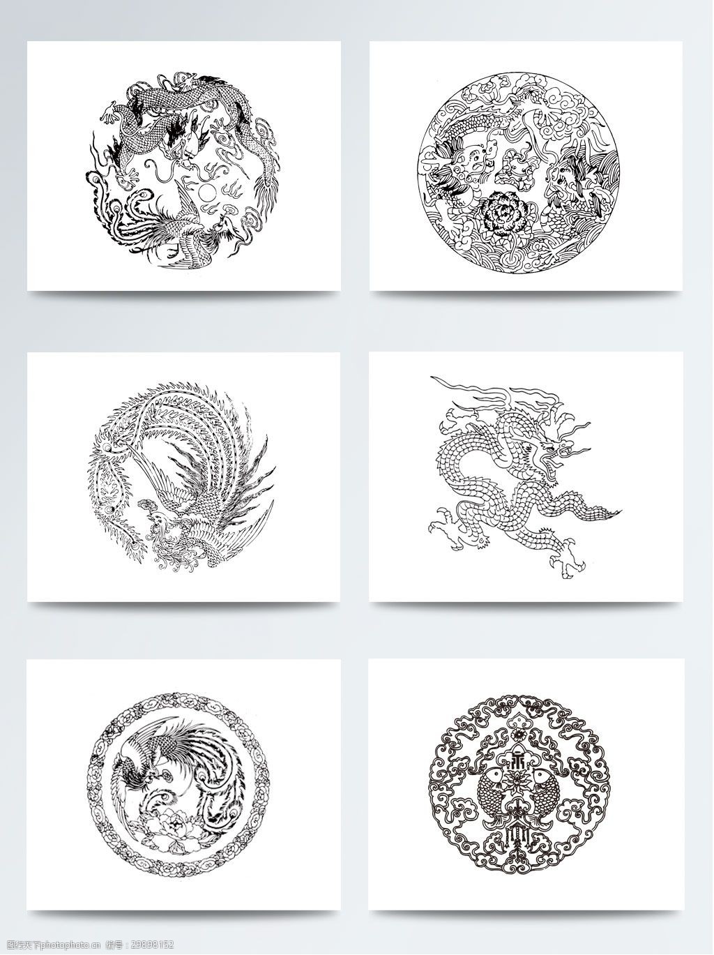 各种黑白龙纹矢量素材图片-图行天下图库