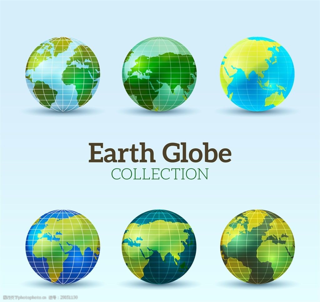 关键词:6款创意地球设计矢量素材 地球 海洋 绿色 蓝色 矢量素材 大陆