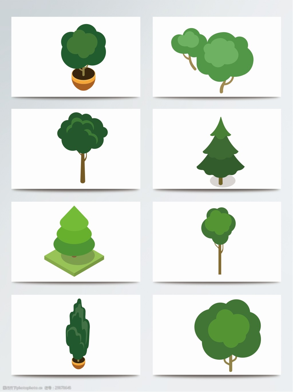 绿色扁平化设计树木植物 植物 绿色 装饰 小清新 图案 树木 简约 卡通