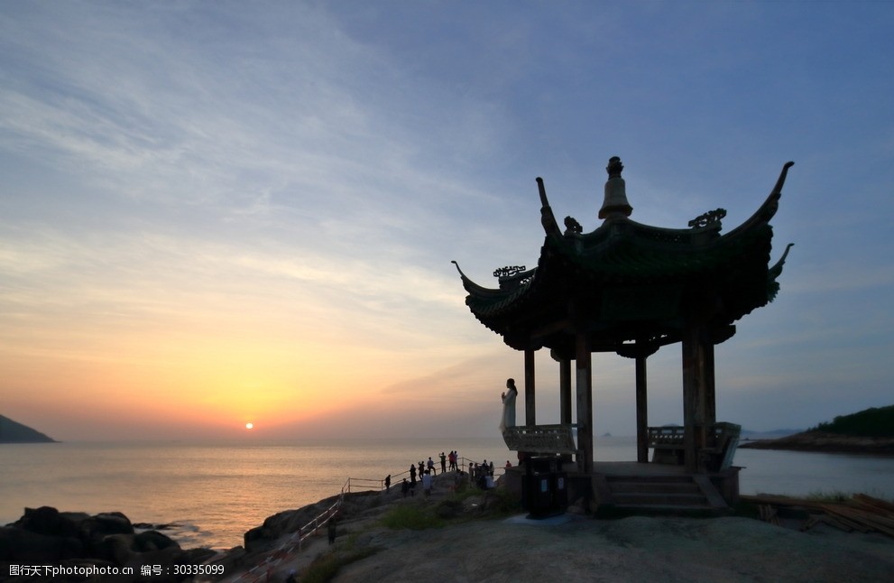 普陀山 大海 日出 祈福 亭 沙滩 海岛 礁石 摄影 自然景观 自然风景