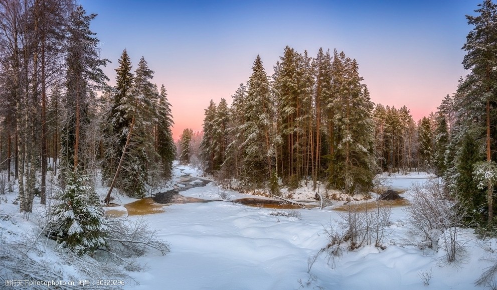 北欧森林北欧雪景