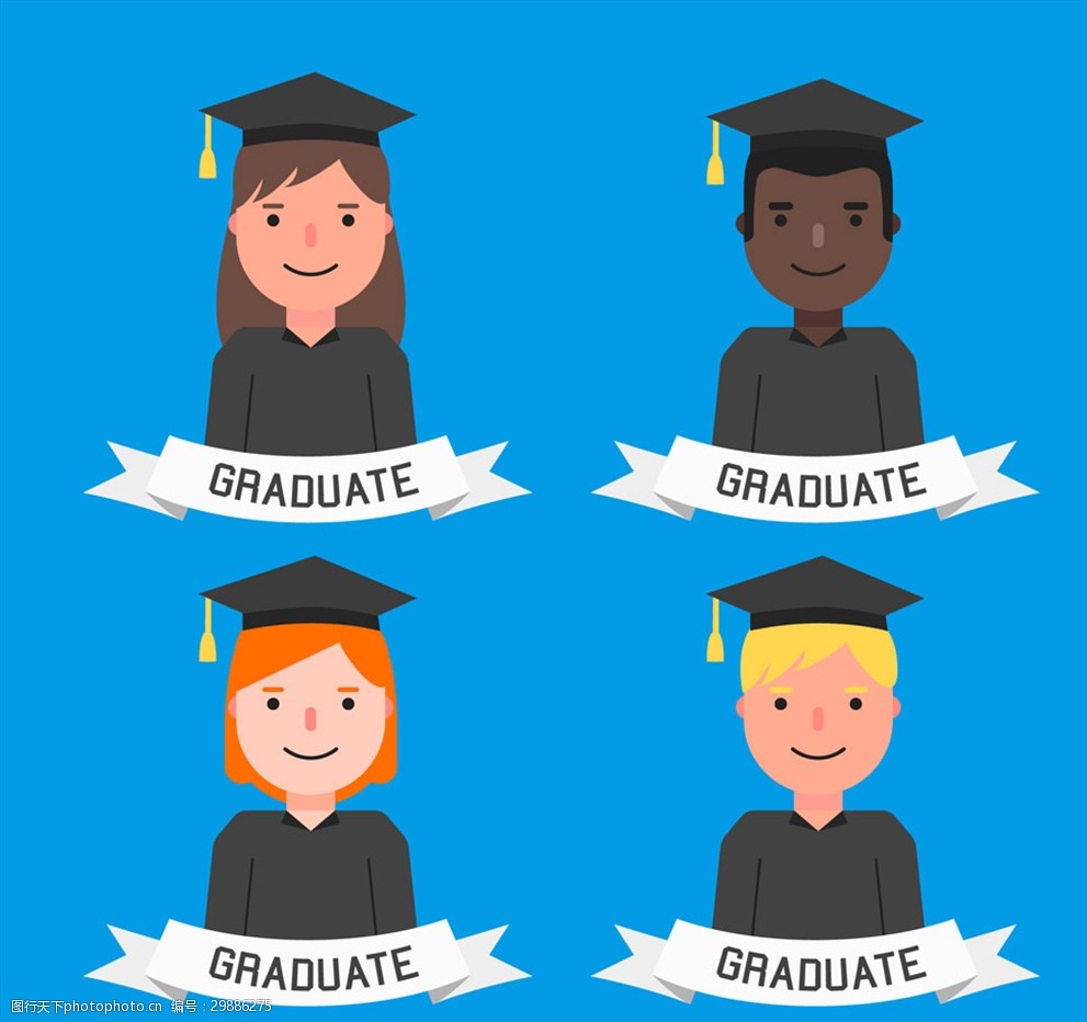 graduate 毕业生 毕业 男子 女子 半身像 设计 动漫动画 动漫人物 ai