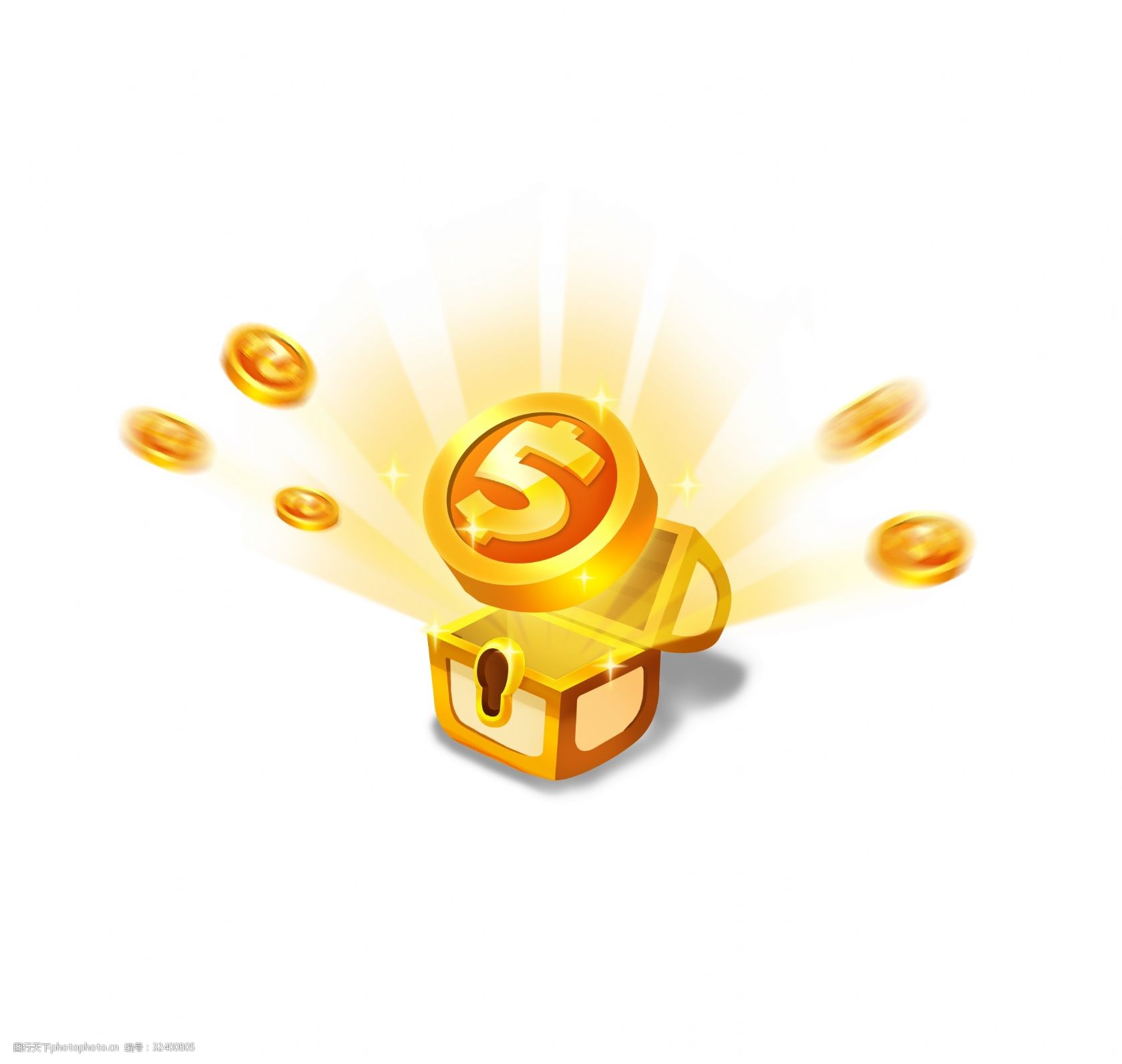宝藏金色q版游戏道具质感金币宝箱gui图标
