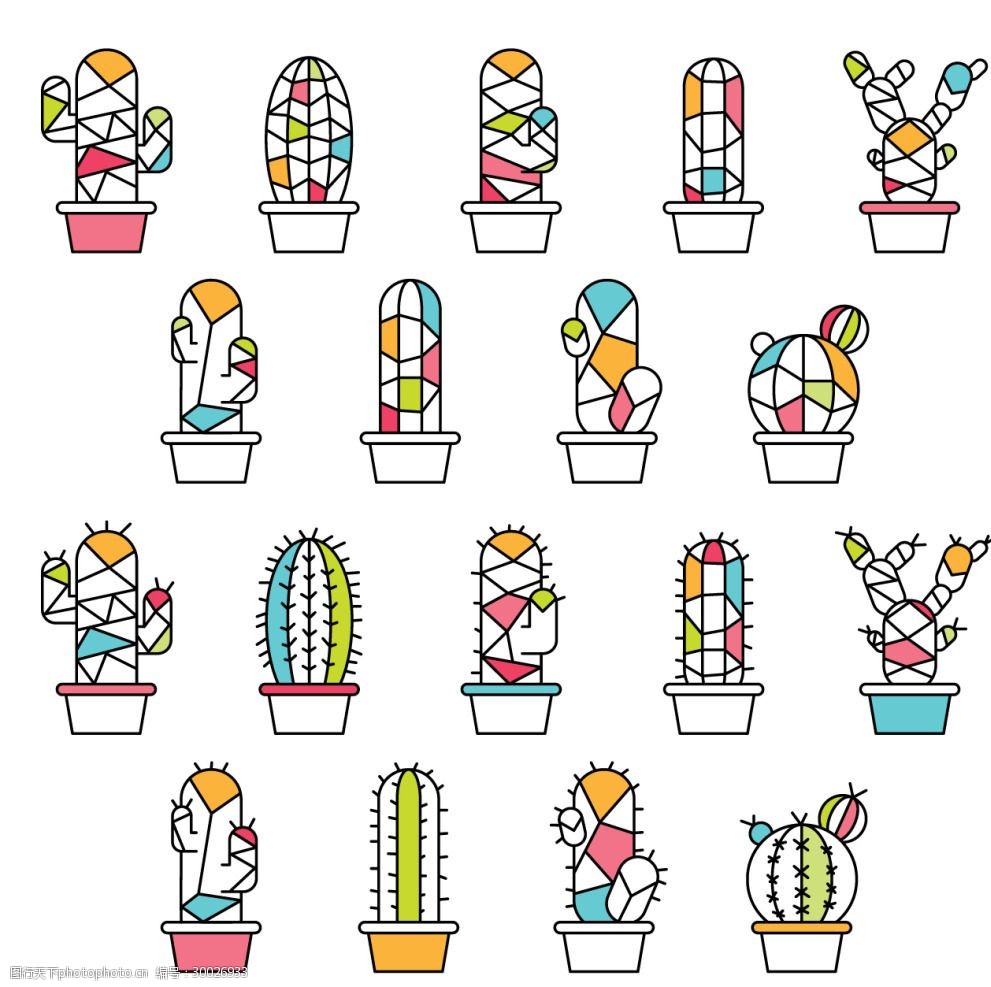 仙人掌几何矢量图