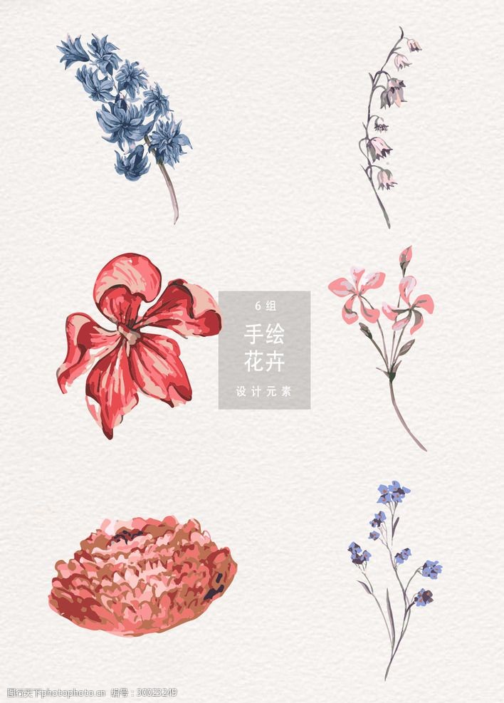 唯美手绘花卉ai矢量素材
