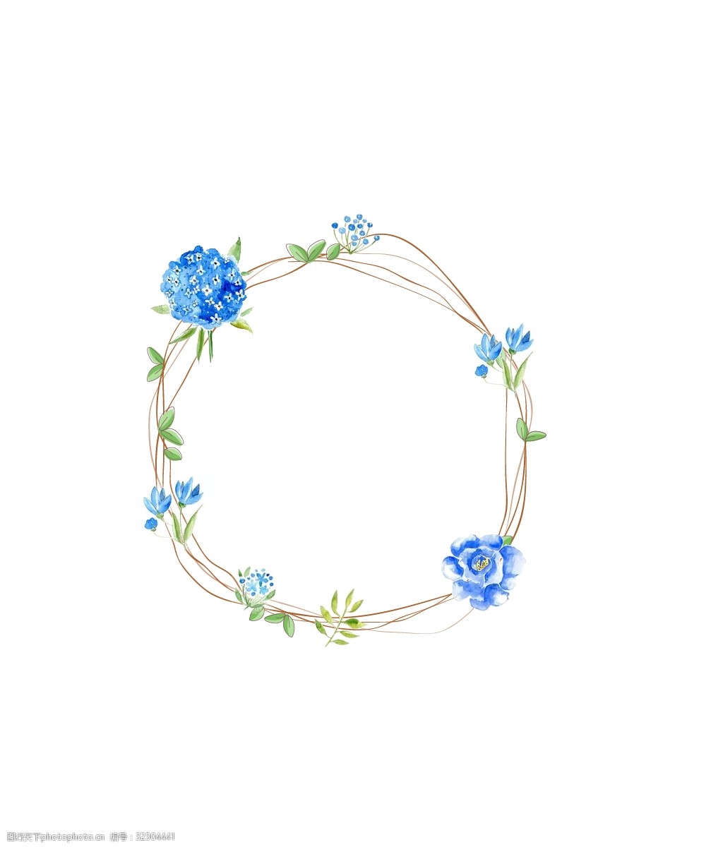 蓝色小清新花朵边框