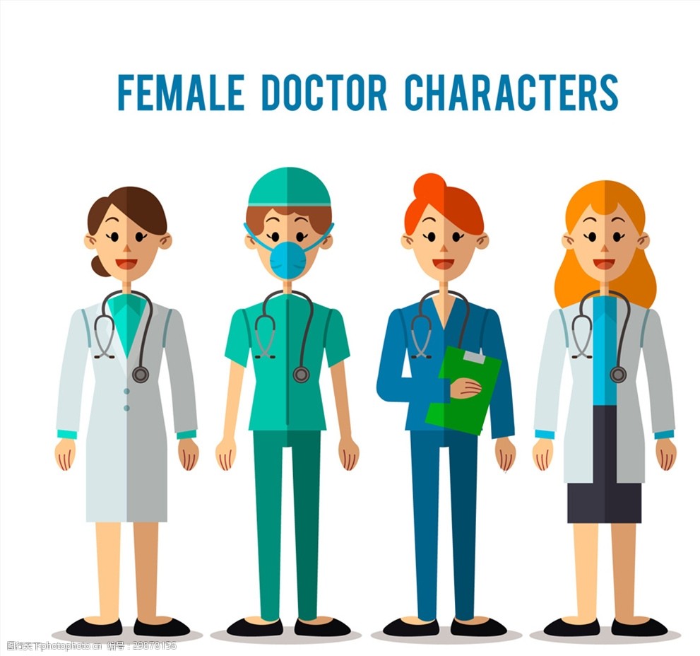 女子 扁平化 医务人员 医生 护士 医院 医疗 设计 动漫动画 动漫人物