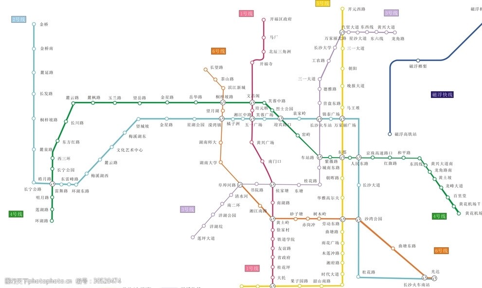 最新长沙地铁图分布图