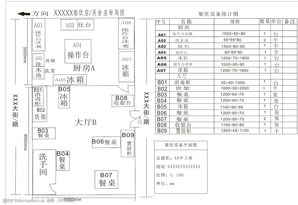 小中型餐饮布局平面图