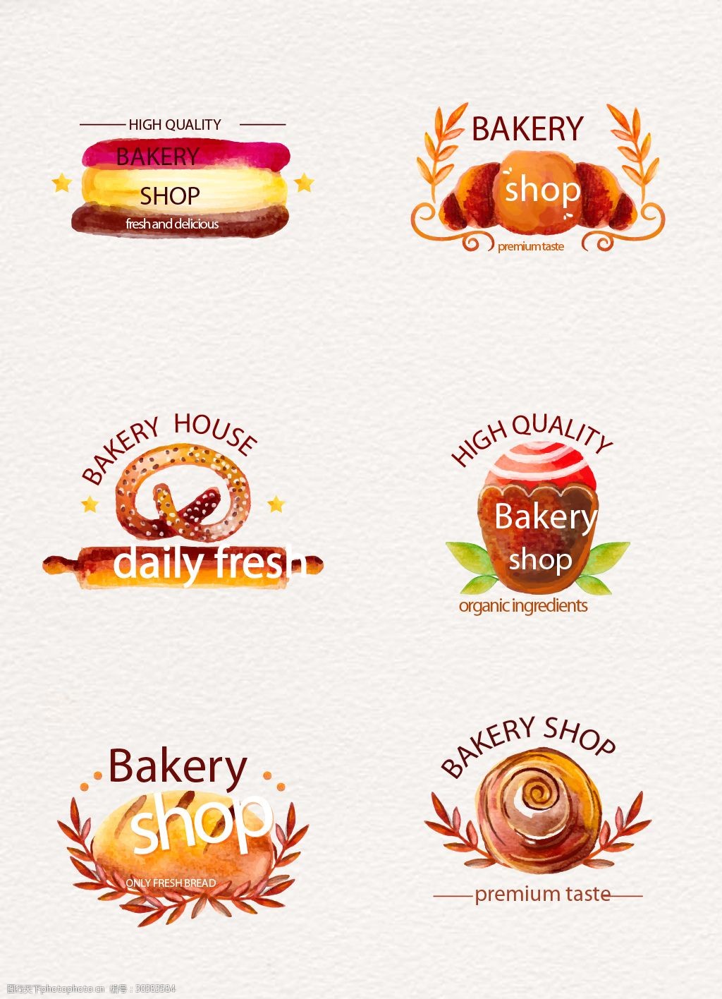 关键词:彩绘面包店标志矢量素材 面包 蛋糕 面包店 标志 矢量图 牛角