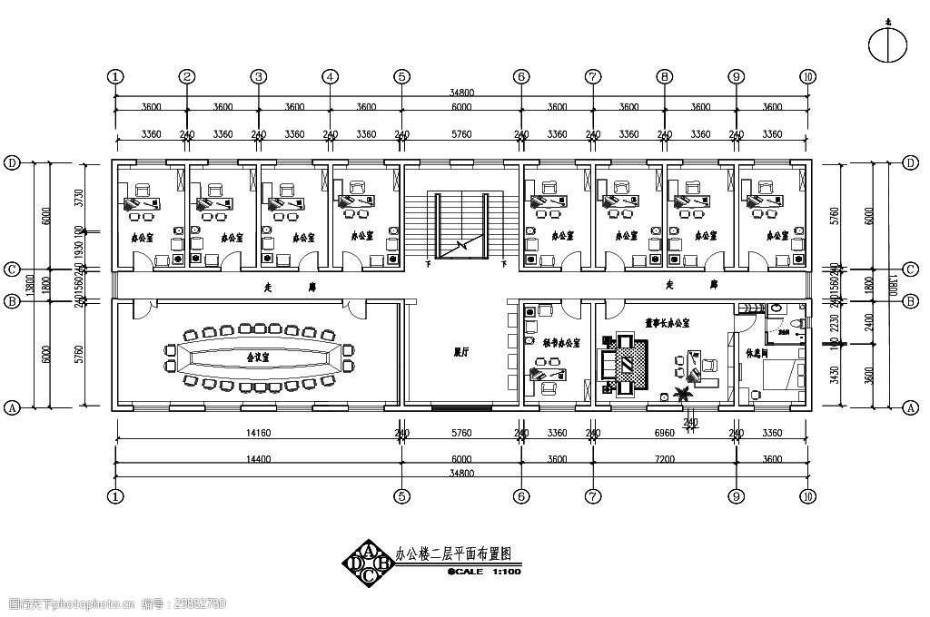 现代风格办公空间室内设计平面布置图