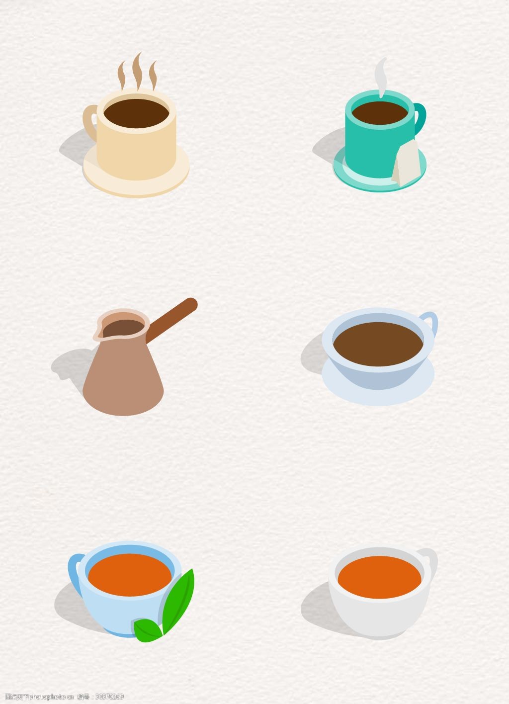 热茶矢量元素 卡通 饮料 饮品 矢量图 绿茶 手绘 茶 热茶 茶包 功夫茶