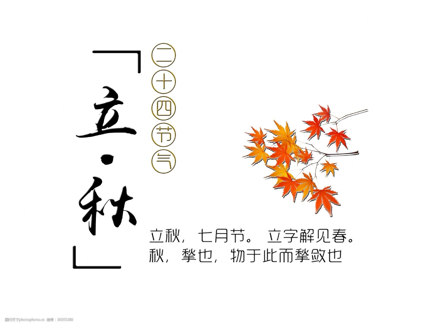 立秋车身字体艺术字树叶v车身江苏节气广告设计哪家好图片