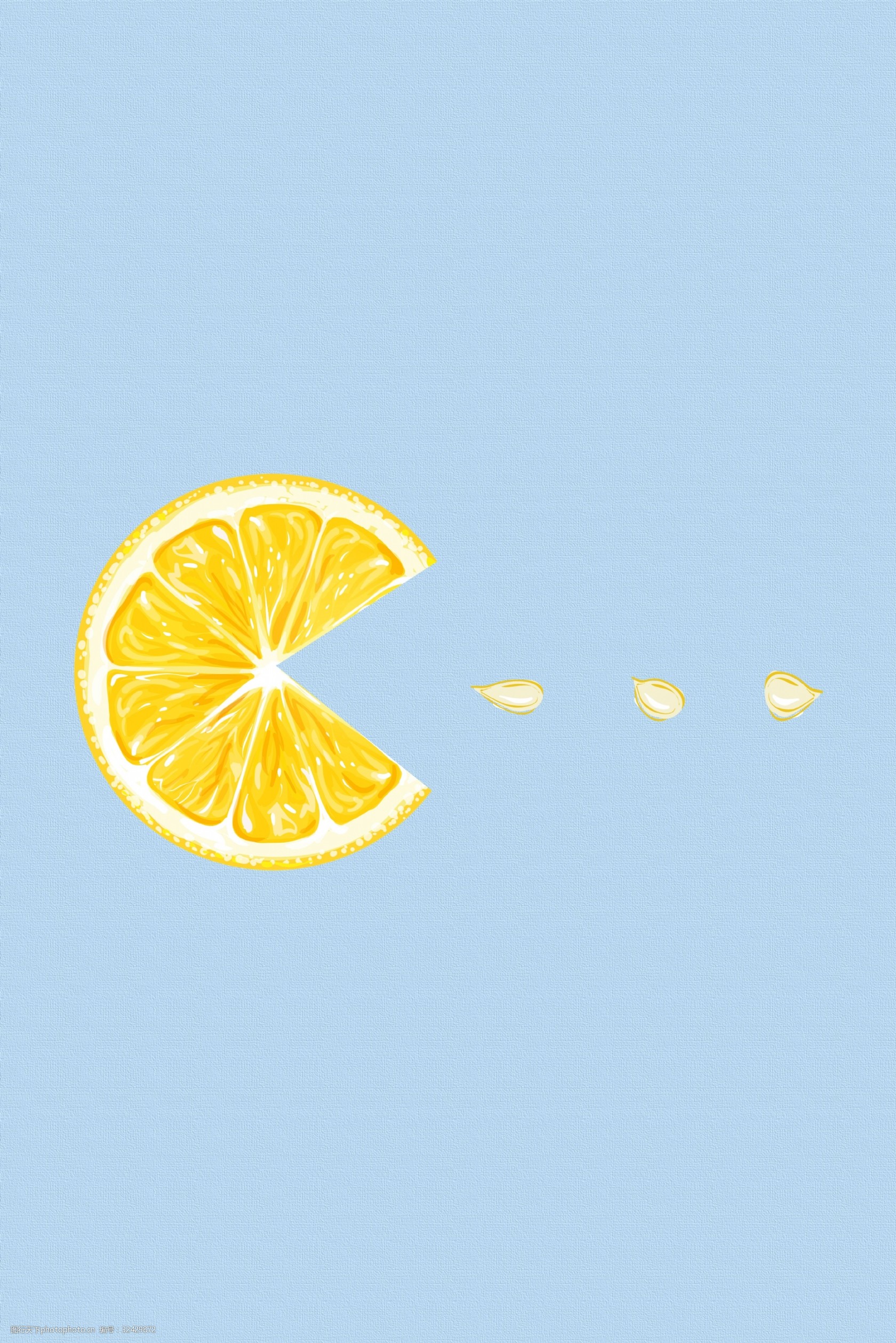 柠檬 蓝色 手绘 简约 底纹 黄 小清新 海报 背景 宣传