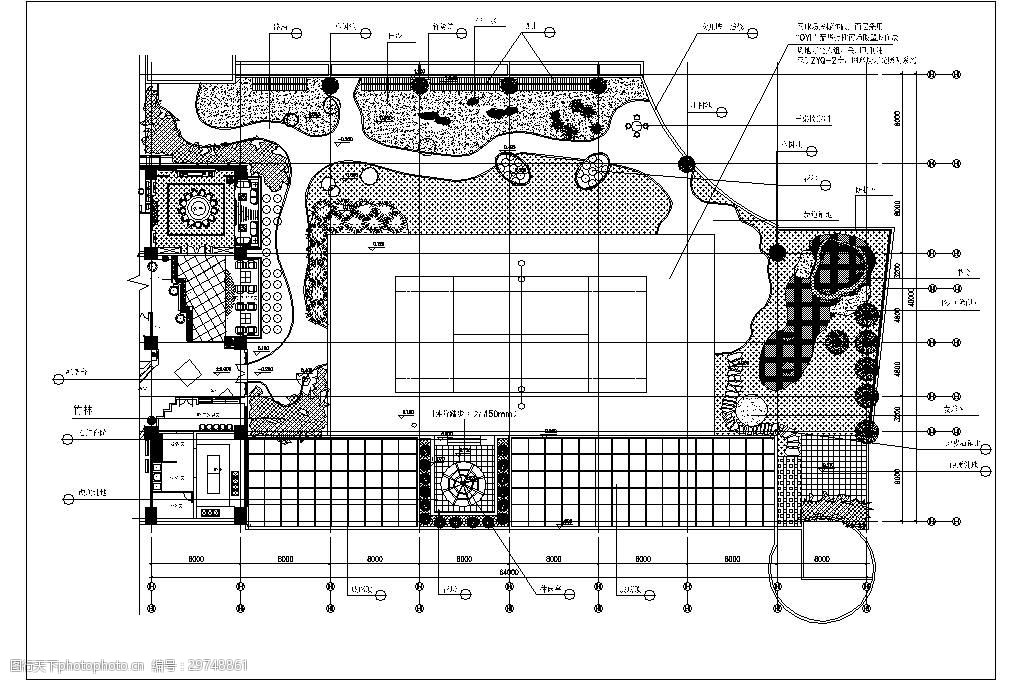 某办公楼屋顶花园景观设计平面图 cad 景观设计 办公楼 平面图 绿植