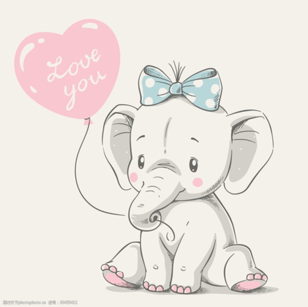 卡通手绘大象 大象 手绘 婴儿素材 淡彩 清新 卡通动物 可爱 小象