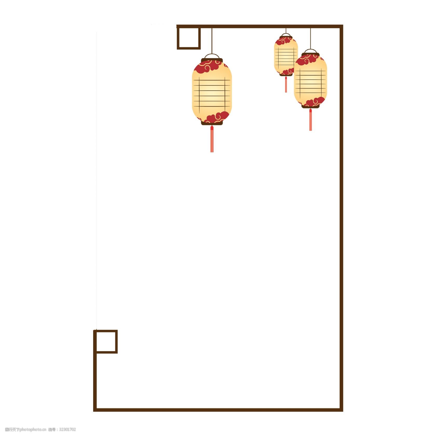 中秋节彩色灯笼边框 中秋节 灯笼 边框 木框 挂灯笼 中国风 传统节日