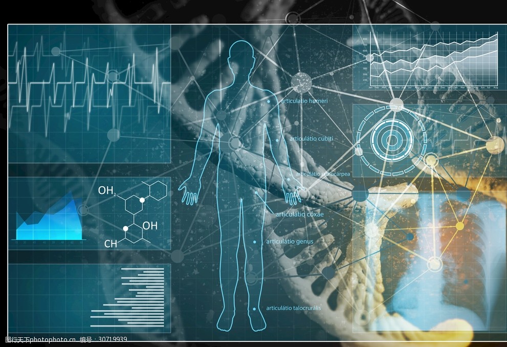 dna元素 心电图 医学相关背景 生物科技 医学研究 设计 现代科技 医疗