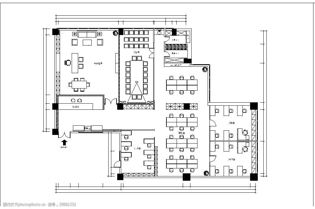 室内设计 室内装饰 cad 平面图 会议室 工装 最新 2018 办公空间