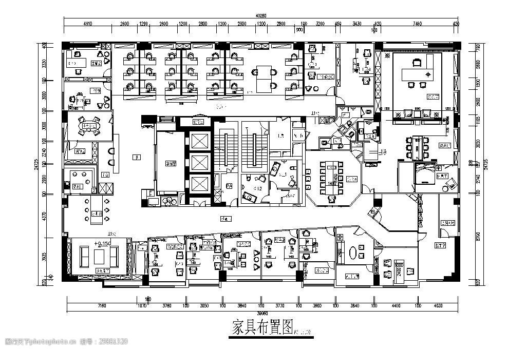 关键词:某地产办公室平面图 室内设计 室内装饰 cad 平面图 设计 工装