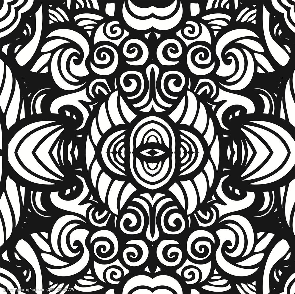 黑白花纹底纹矢量图下载