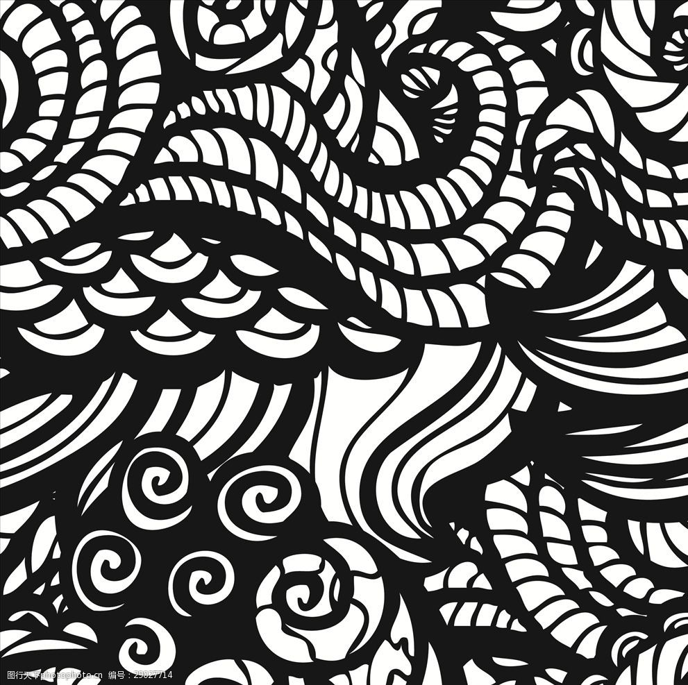 黑白花纹底纹矢量图下载