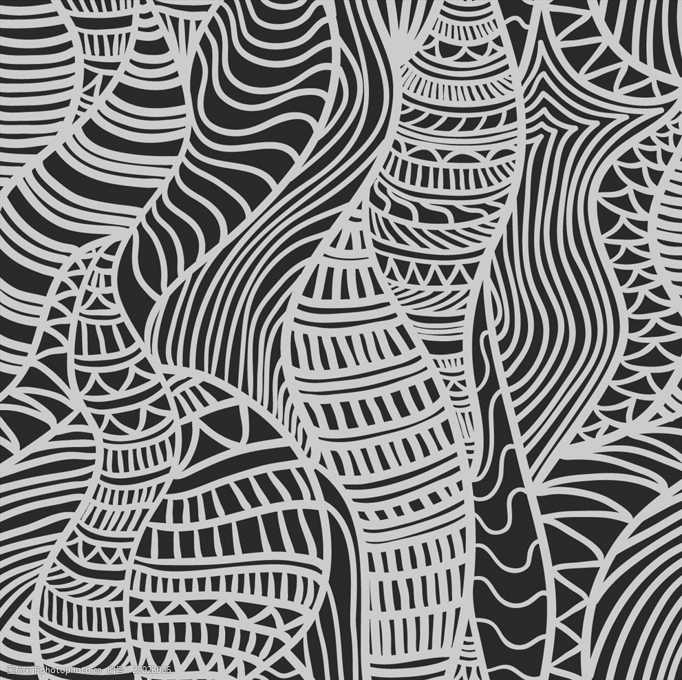 黑白花纹底纹矢量图下载