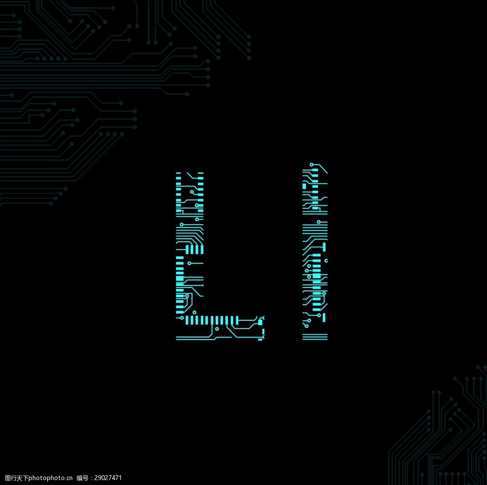 手繪電路板字體矢量圖下載