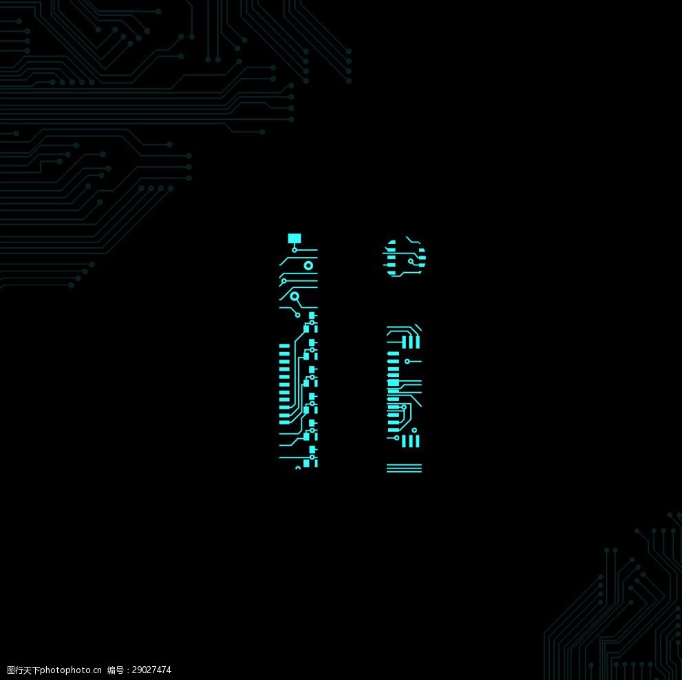 手繪電路板字體矢量圖下載