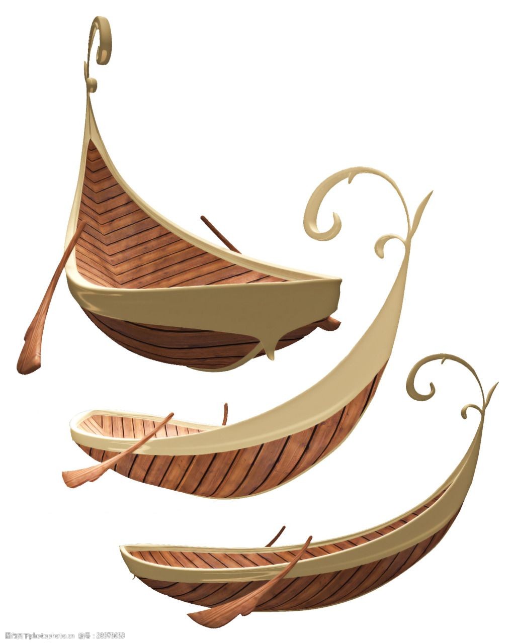 手工编织小船船桨png元素素材