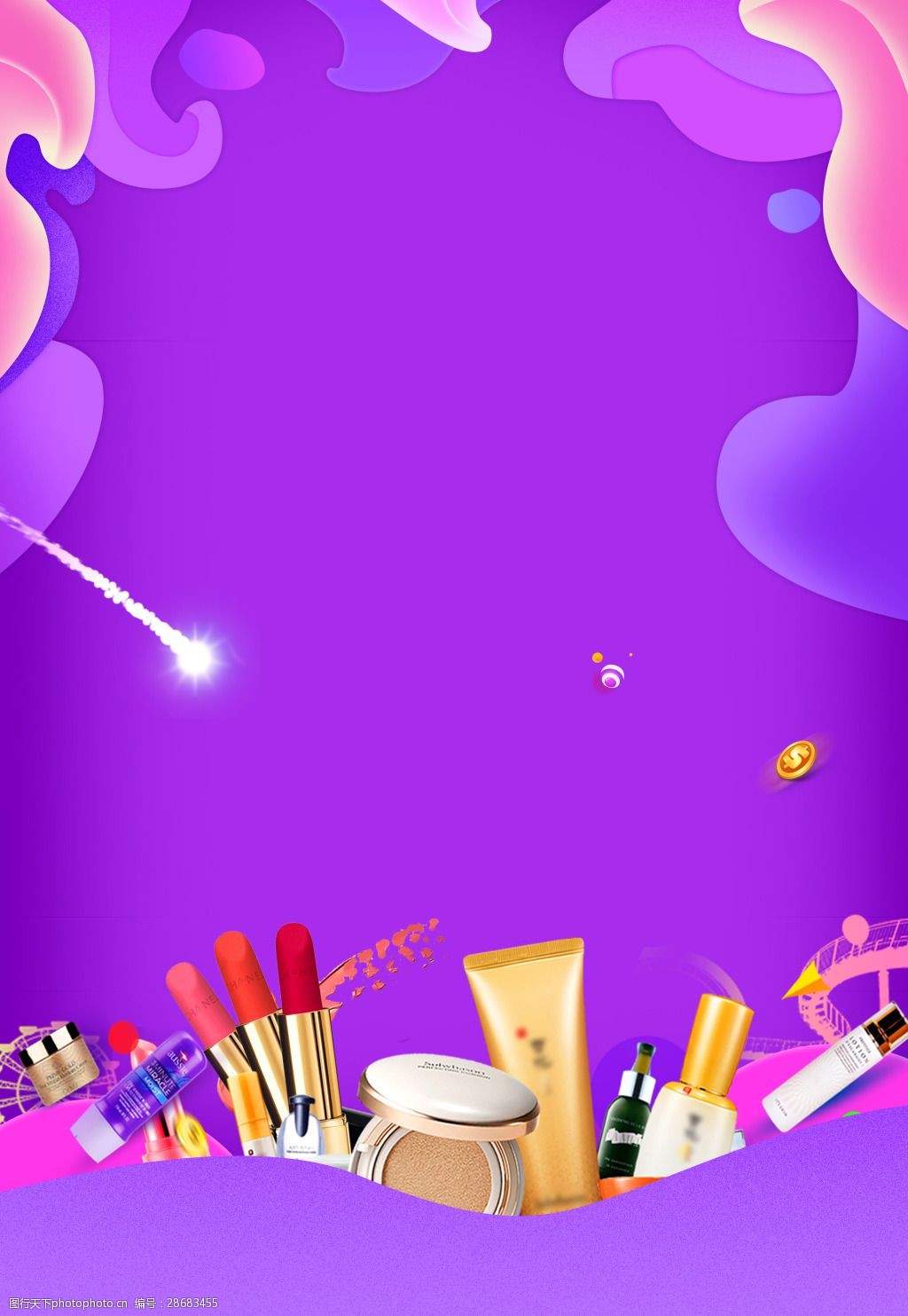 紫色扁平化妆品背景