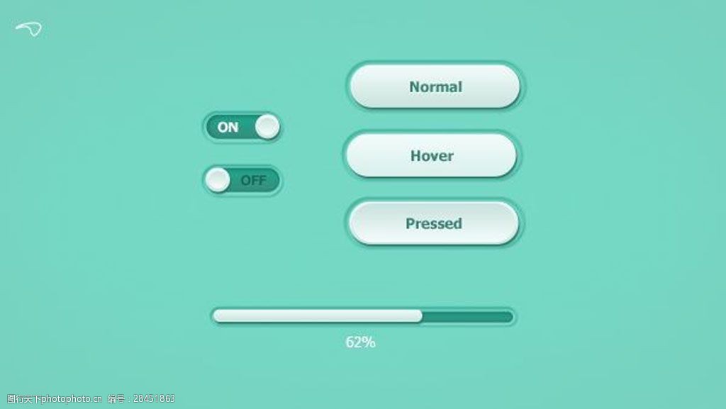 關鍵詞:薄荷灰色ui元素包 簡約 開關 薄荷 灰色 psd格式