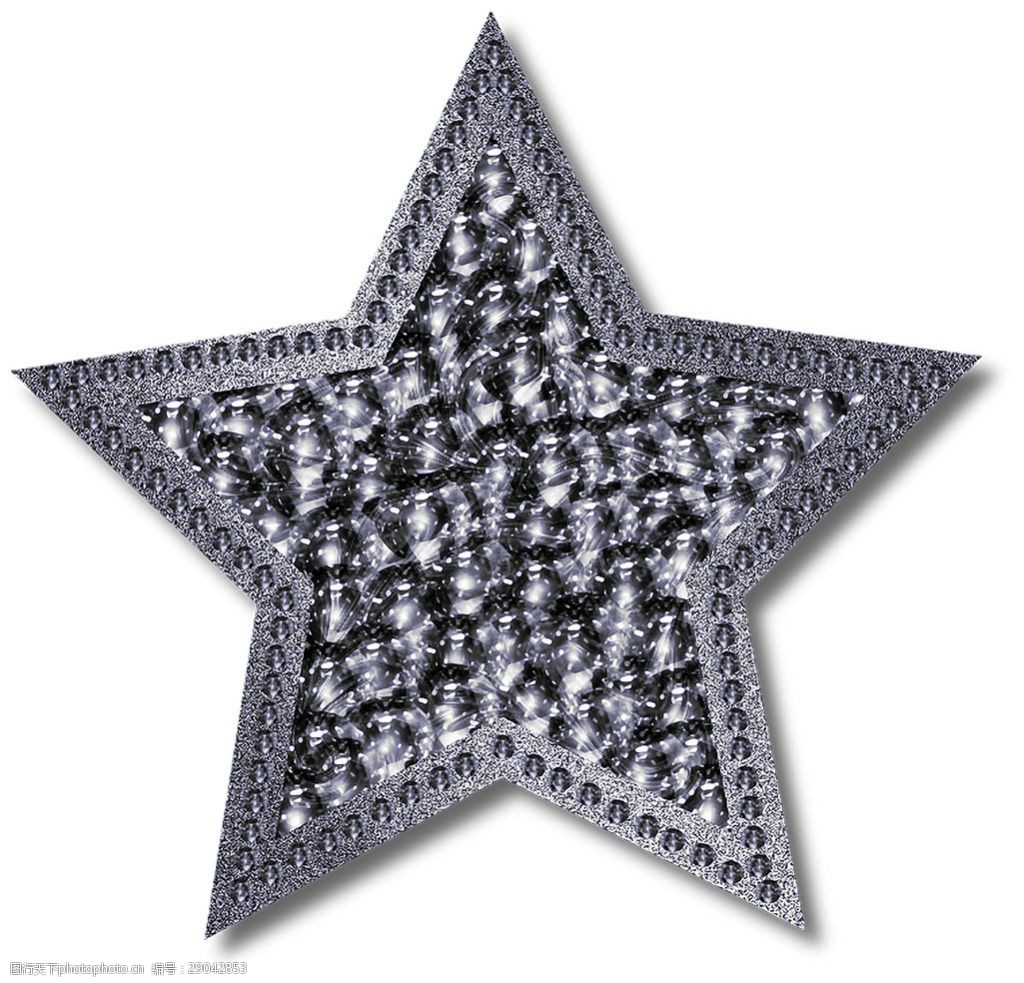 银质镶钻五角星免抠png透明素材