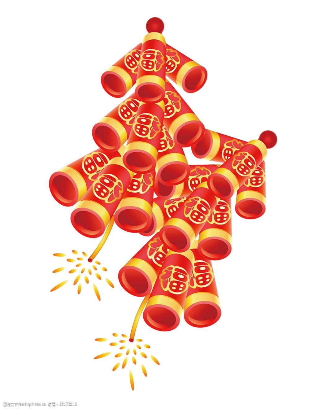 红色喜庆福字鞭炮图案