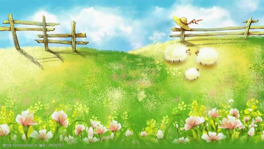 梦幻卡通蓝天白云背景视频素材