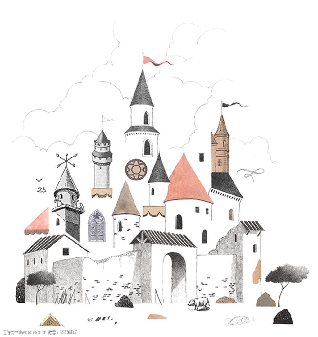 卡通现代欧式城堡图案素材
