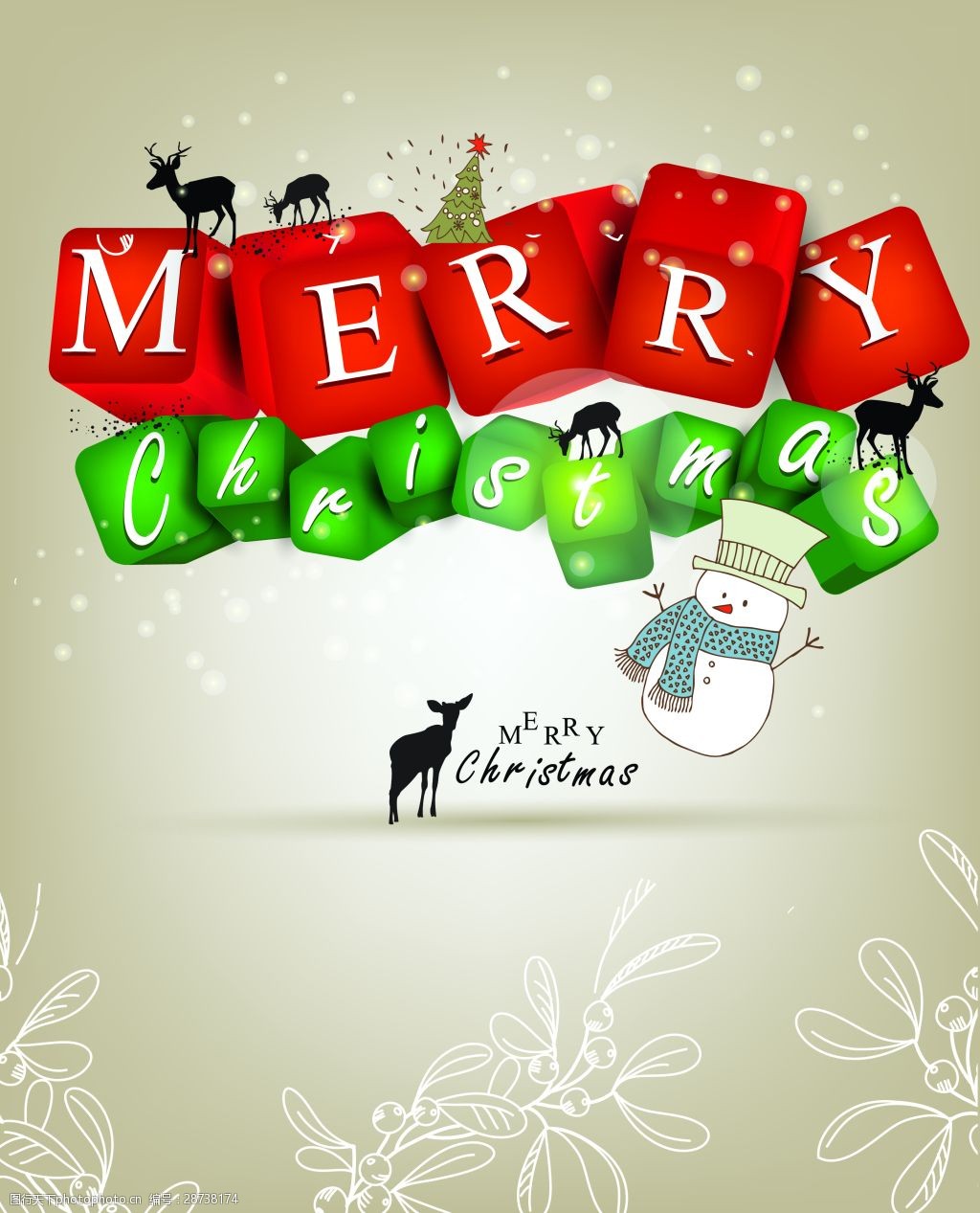 圣诞节小鹿矢量背景素材
