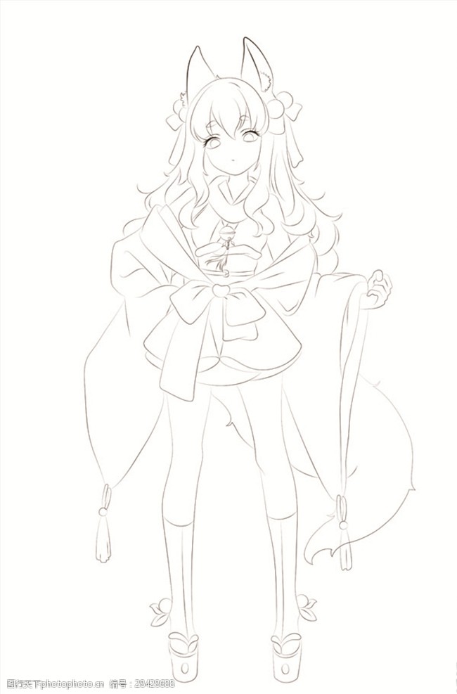 动漫人物线稿图片-图行天下图库