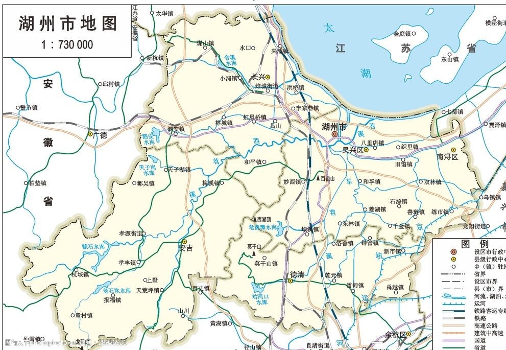 手绘浙江湖州地图图片