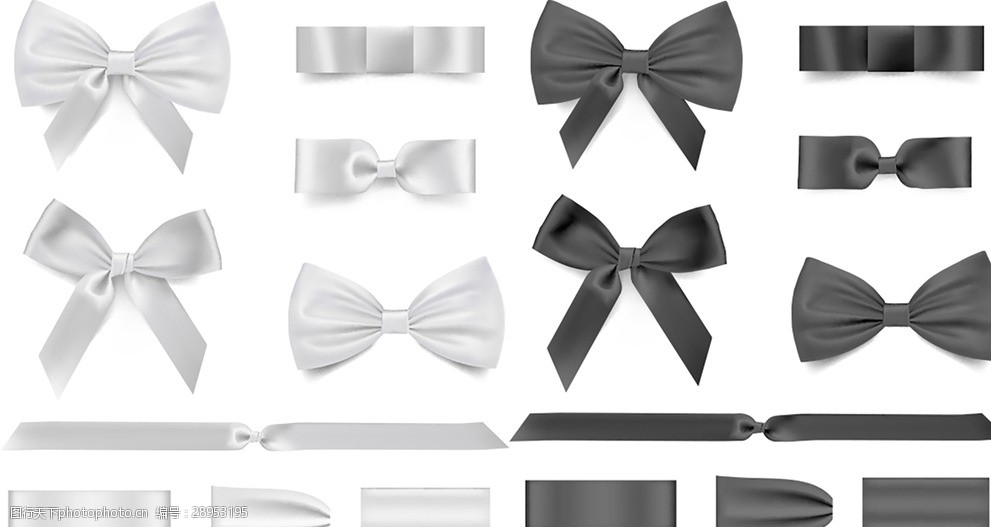 黑白丝带蝴蝶结矢量素材
