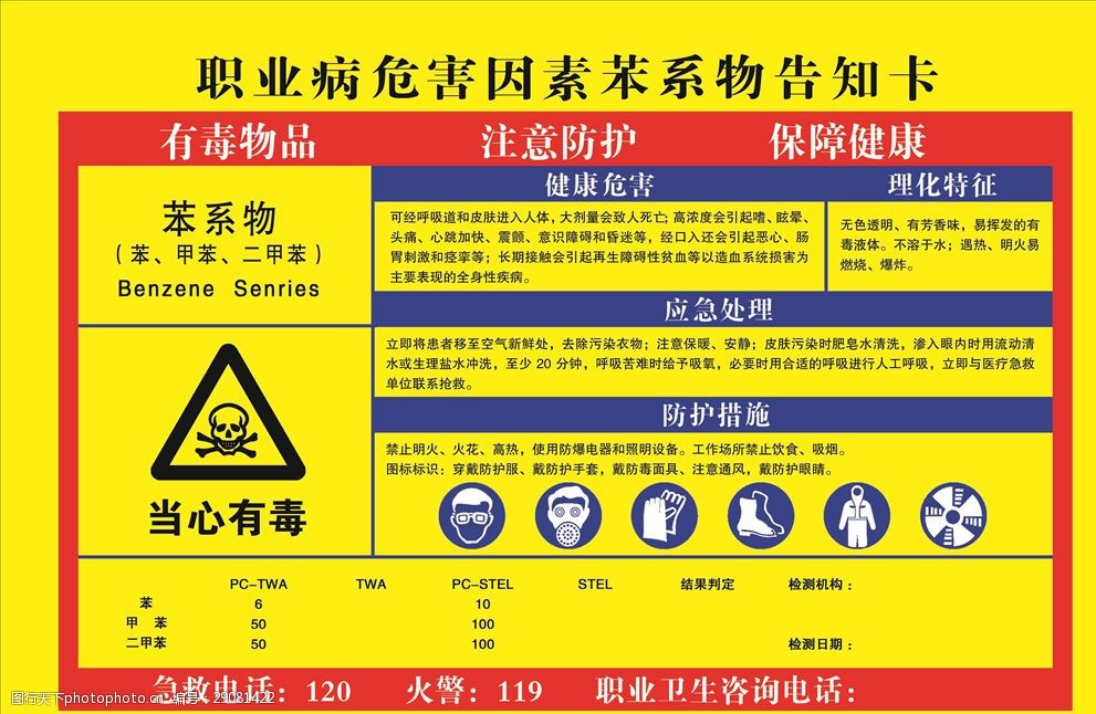 职业病危害因素苯系物告知卡